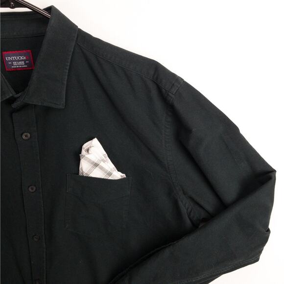 UNTUCKit Brushed Cotton Button Up Shirt Men's 2X Black Office Casual Modern - Picture 4 of 12